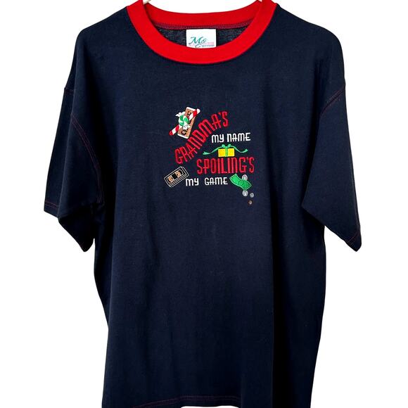 Vintage "Grandma's My Name" Holiday T-Shirt Christmas Embroidered Sz Large - Picture 2 of 7